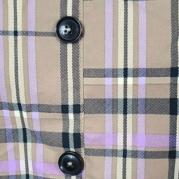 Women's Plus Size Super Stretchy Khaki Lavender Preppy Plaid Skirt Academia - Picture 3 of 7